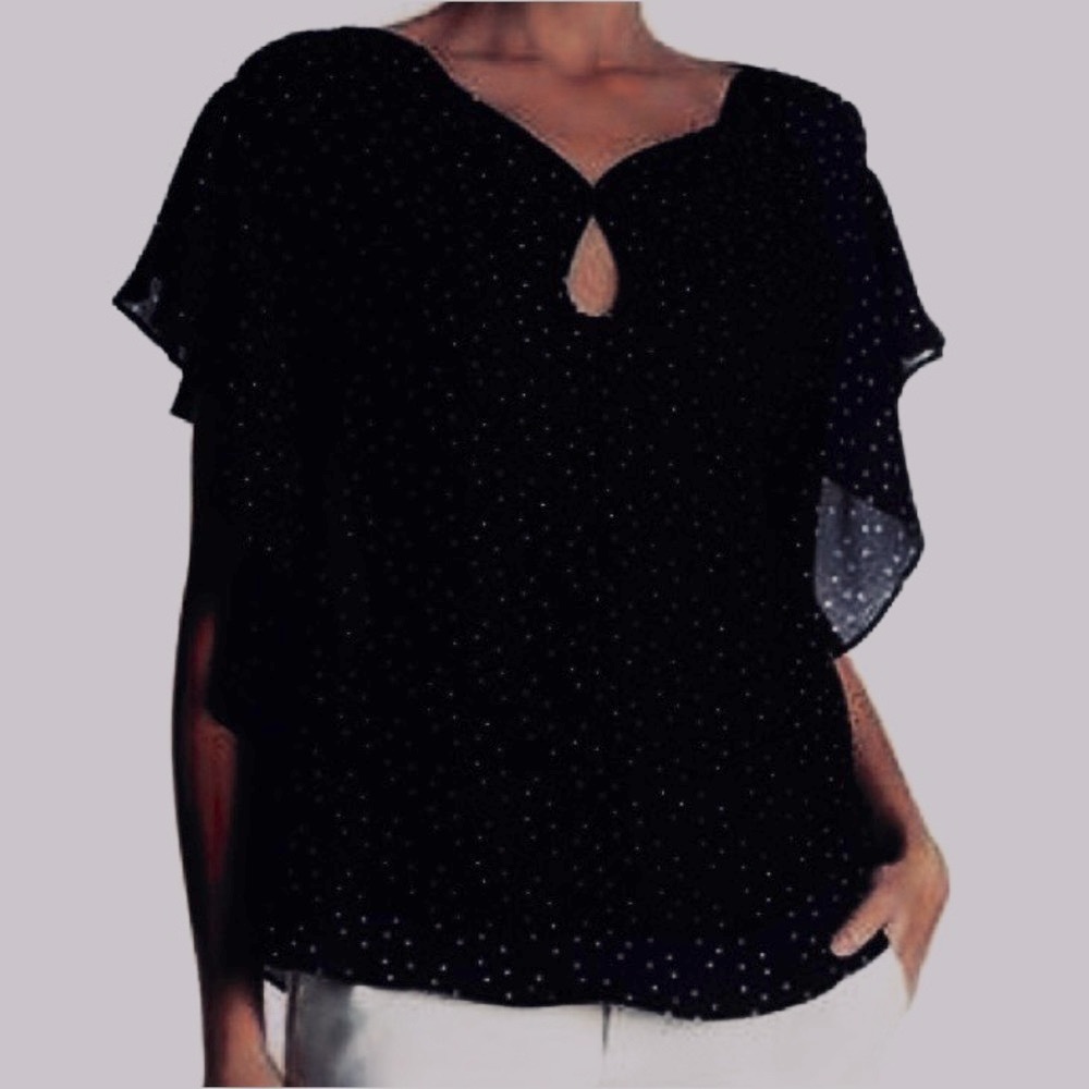 Max Studio Black Ruffle Top